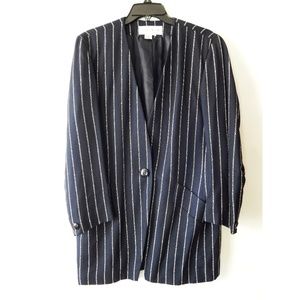 Jones New York Navy & White Pinstripe Blazer